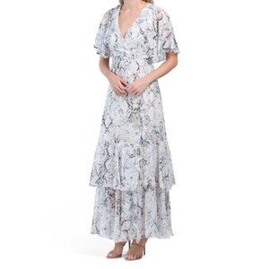 New - RACHEL RACHEL ROY Cape Back Maxi Dress Snakeskin | 0